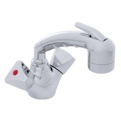 Ambassador Marine 134-0213-CP Trinidad Head and Shower Combination Faucet, Small Chrome Handle with Black Rubber Hose