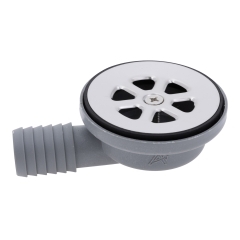 Ambassador Marine S00-0003-UP 2 inch 95 Degree Elbow Floor/Cockpit/Shower Drain with Ultra-Mirror Strainer