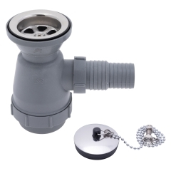 2 inch Drain, Trap Sink Drain, 1-1/4 inch & 1-1/2 inch Hose Barb with Chain Stopper (Ultra-Mirror Finish) | Ambassador Marine S00-0109-UP-R