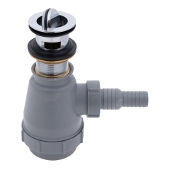 1-1/2 inch Flip Trap Sink Drain (with Overflow), 3/4 inch & 1 inch Hose Barb (Chrome) | Ambassador Marine S01-0508-CP-R