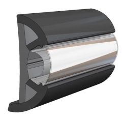Taco Marine V11-9960BBK60-2 Black SuproFlex Rub Rail Kit with Flex Chrome Insert and SS End Caps, 1.6 inch x .906 inch x 60 feet