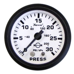 Euro White Water Pressure Gauge | Faria 12903