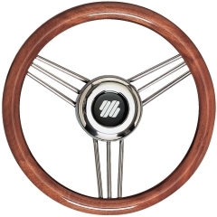 Mahogany Grip & Stainless Steel Boat Steering Wheel | UFLEX USA V26